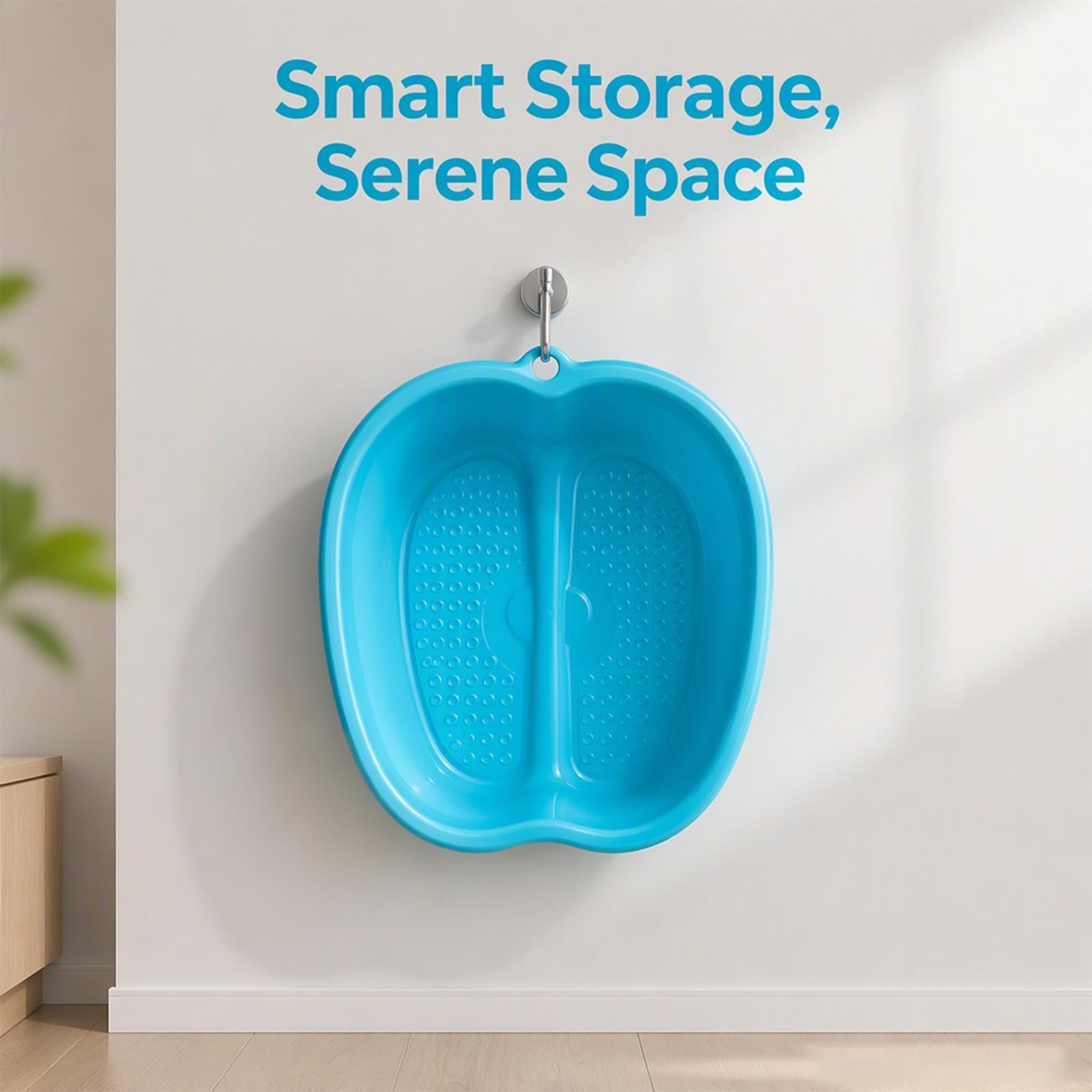Vasca da Bagno for I Piedi, Design Sospeso for Risparmiare Spazio | Materiale Plastico Addensato,Noduli Massaggio Ai Piedi Incorporati,Bacino Grande Capacità(Blue)