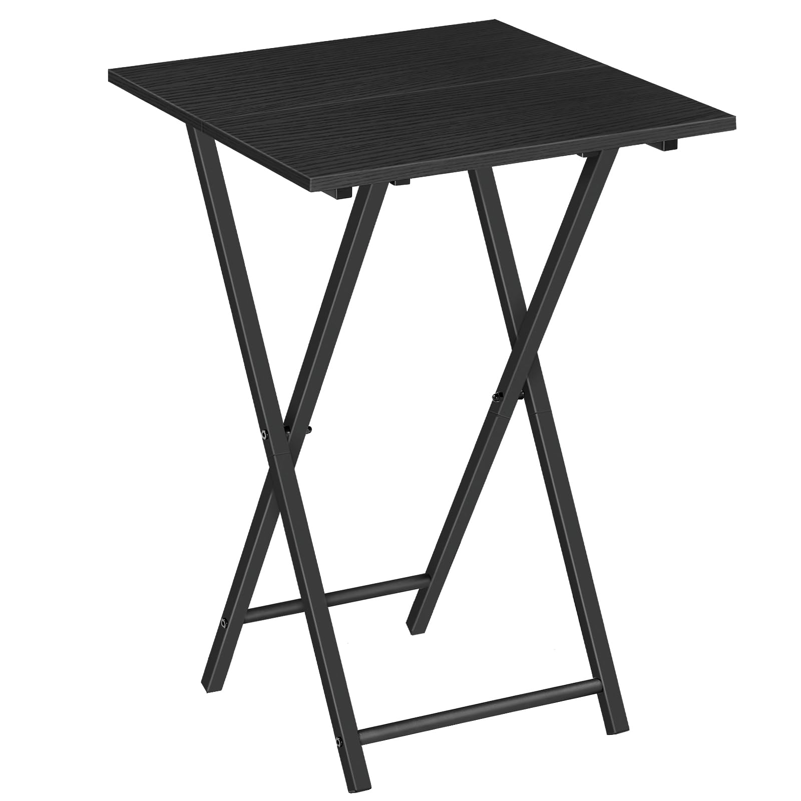 HOOBRO Folding TV Tray Table, Wooden TV Tray, Portable Sofa Side Table, Industrial Snack Table End Table for Small Spaces, Space-Saving, Easy to