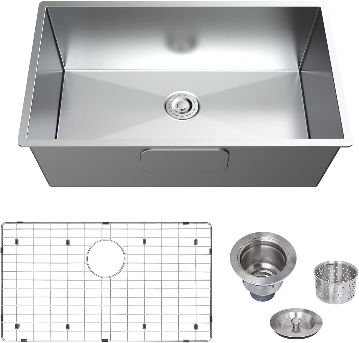 SATICO Kitchen Sink Single Bowl Undermount Sink 32 Inch, Workstation