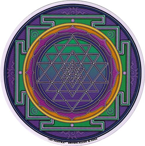 Sticker pour fenêtre Sri Yantra autocollant circulaire transparent Mandala Arts 4,5cm