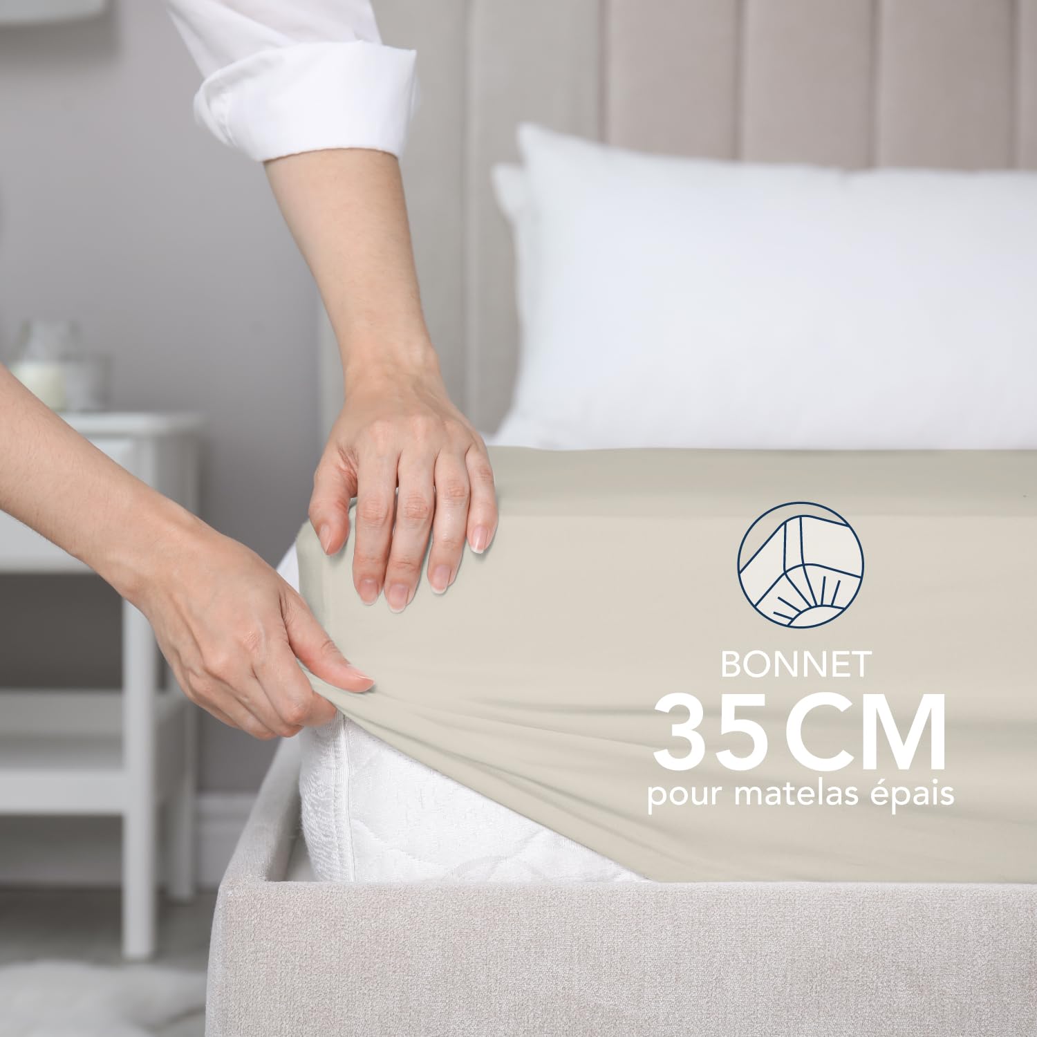 Drap Housse Dreamzie 140x190/200cm - Pour Matelas Épais 33cm - Microfibre Oeko-Tex - Rose - Élastique Complet