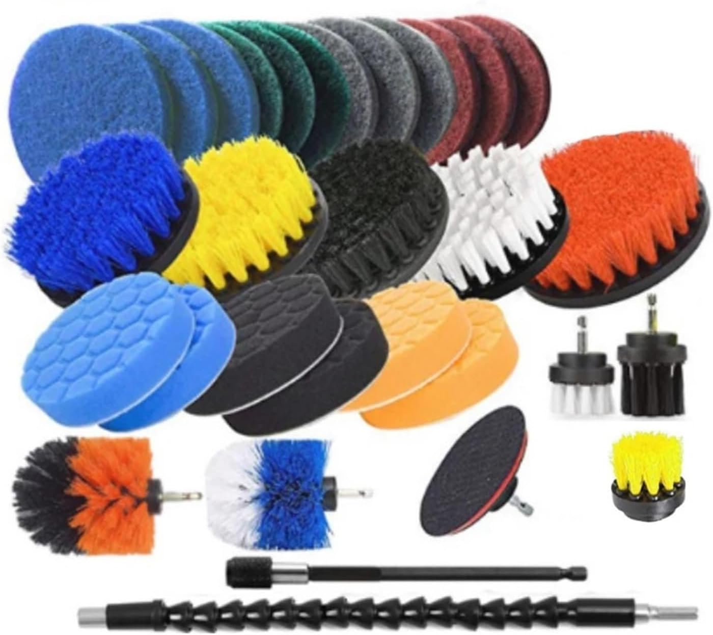 Compatible with UNTIOR Electric Drill Brush Attachment Set Power Scrubber Brush Car Polisher Kitchen Bathroom Cleaning Kit Toilet Cleaning Tools(31pcs)