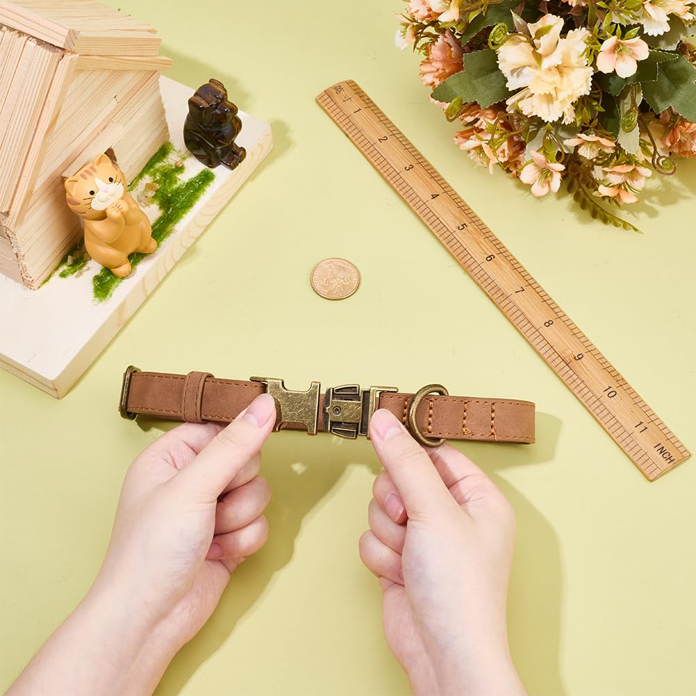 CALFOVERA 34 to 50CM Quick Release Dog Collar PU Leather Rolled Heavy Duty Puppy Collar with Rust Proof Buckle Adjustable Durable Pet Choker for Small Medium Large Dog (Brown M) - Image 3