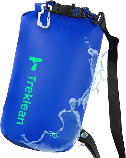 Treklean Lightweight Dry Bags Waterproof for Kayaking,5L/10L/20L/35L Roll Top Dry Sack Waterproof Bags for Travel Boating Camping Beach (Blue, 35L)