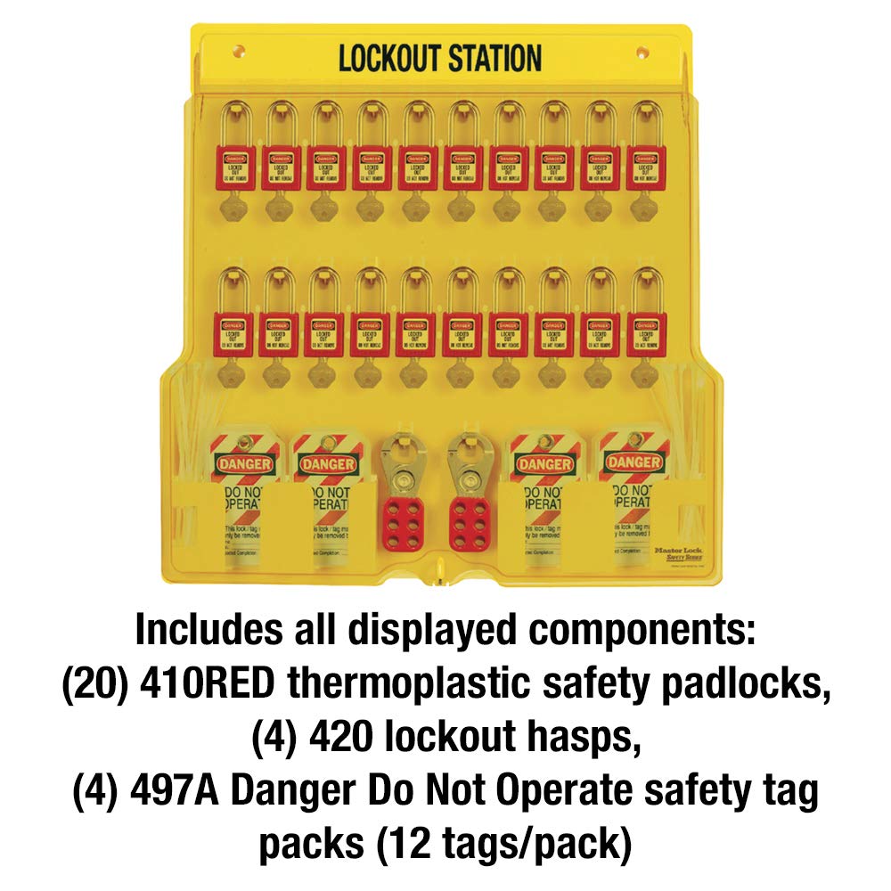 Master Lock ml1484 Lockout Station, 20-lock, 63,5 cm x 62,2 cm x 7,6 cm