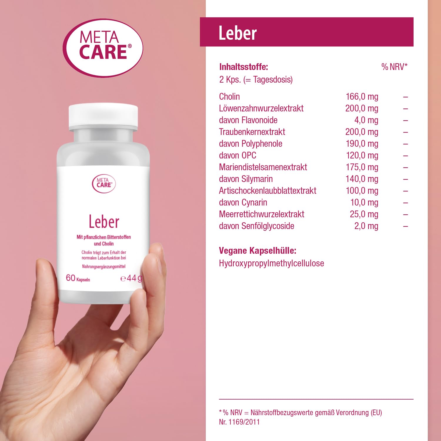 Leber – Mit bewährten Bitterstoffen aus Mariendistel (80% Silymarin), Artischocke und Löwenzahn & Cholin – Hochdosiert – Vegan – 60 Kapseln