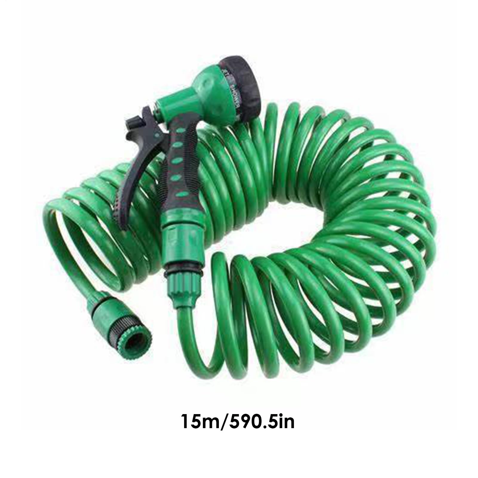 Flexible d'arrosage avec Lance, 15 m Tuyau d'arrosage Spiralé avec Pistolet pour Petites Surfaces, 7 Modes d'Arrosage