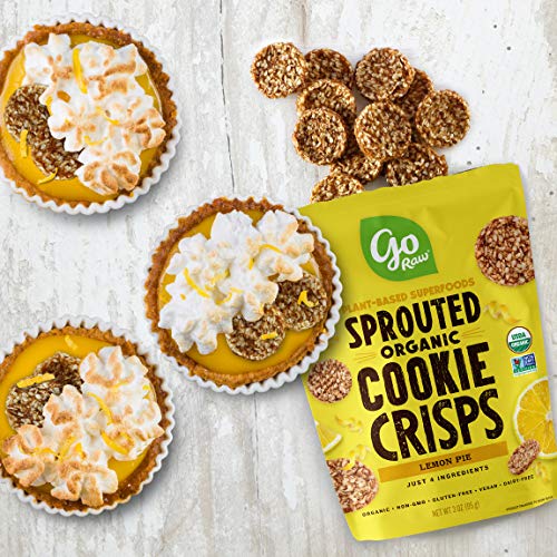 Go Raw Snacks, Sprouted Superfood Cookie Crisps, Lemon Pie (pack of 6 x 3oz bags) — Gluten Free | Vegan | Natural | Organic