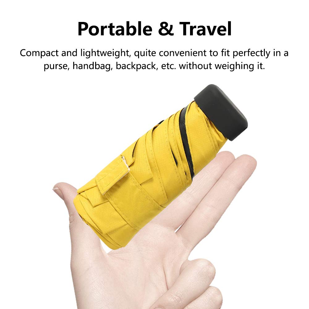 Portible Mini Umbrella For Purse, UPF 50+ UV Protection Small Travel Lightweight for Rain & Sun 5 Fold Women Kids 1