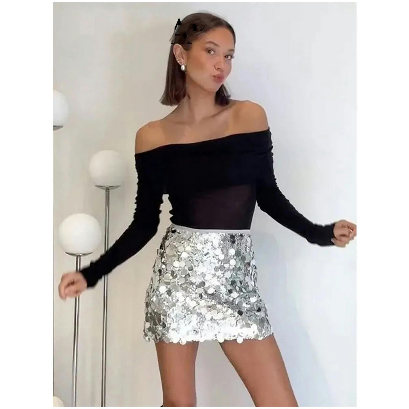 Czarna spódnica mini dla kobiet cekinowa krótka spódniczka vintage odzież damska letnia moda uliczna spódnica Mujer