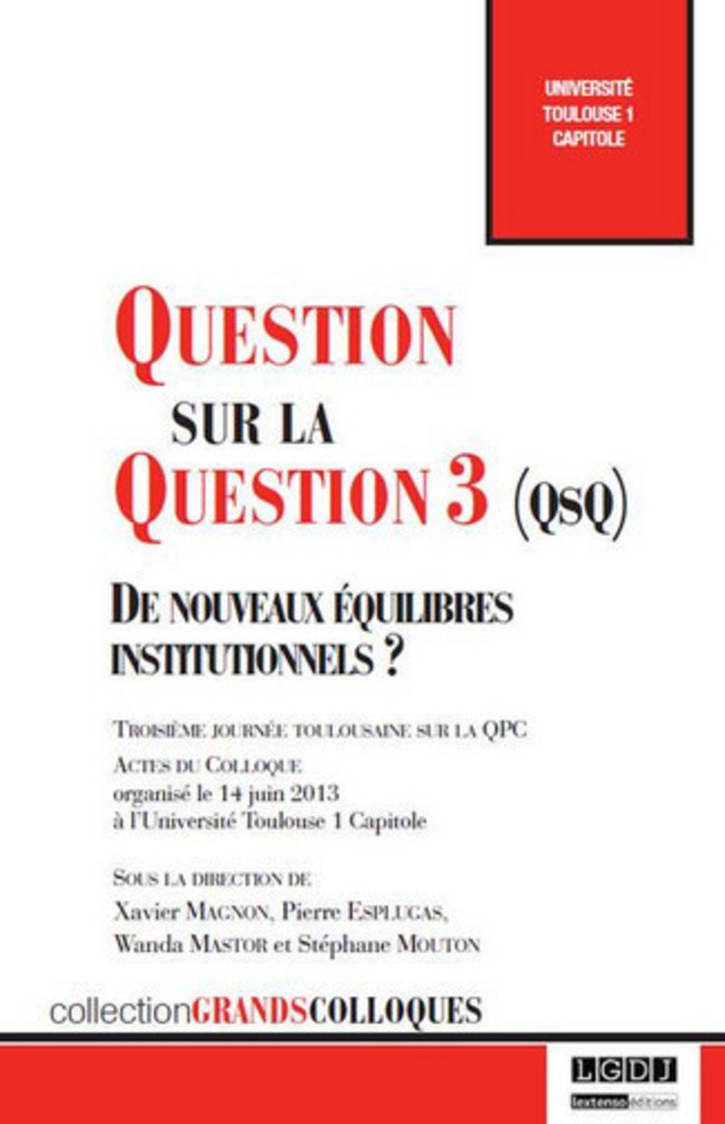 question sur la question 3 (qsq) : de nouveaux équilibres institutionnels ?: SOUS LA DIRECTION DE XAVIER MAGNON, PIERRE ESPLUGAS, WANDA MASTOR, STÉPHANE MOUT