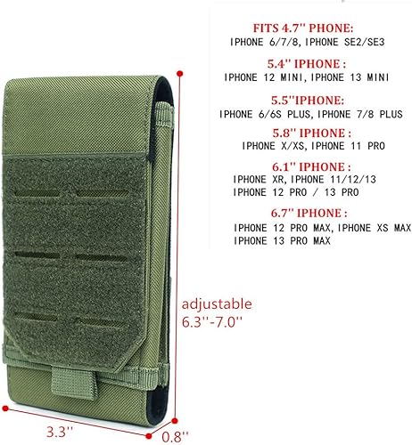 Miniatura 10 de Funda táctica universal negra Molle impermeable para iPhone 13 Pro Max12 Pro Max11 Pro MaxXS Max Less 6.7 pulgadas (compatible con OtterboxSurvivor