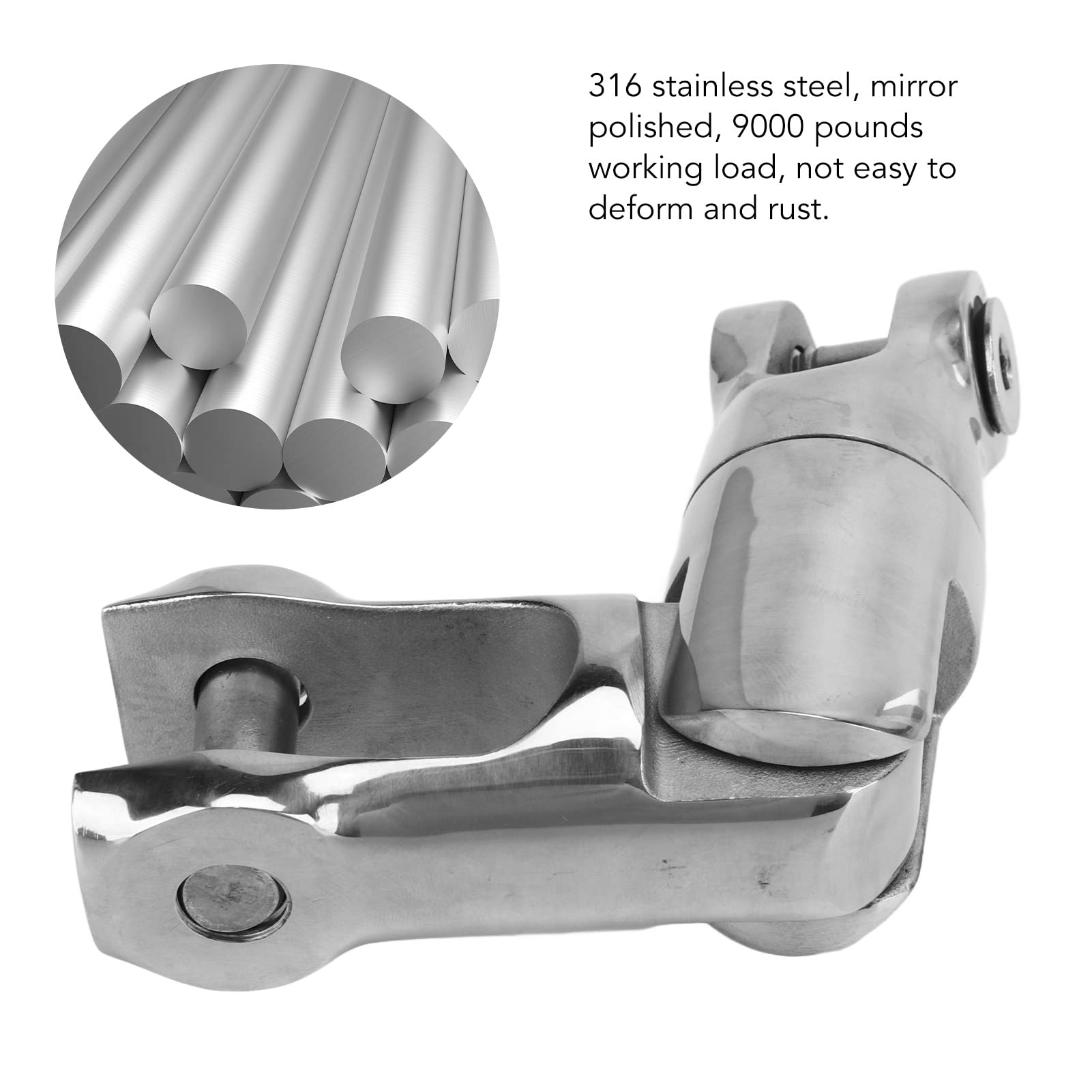 Connettore a doppia rotazione per ancora, girello a catena multidirezionale in acciaio inox 316 per catena di ancoraggio da 10–12 mm, carico di lavoro 9000 LBS, girello per ormeggi