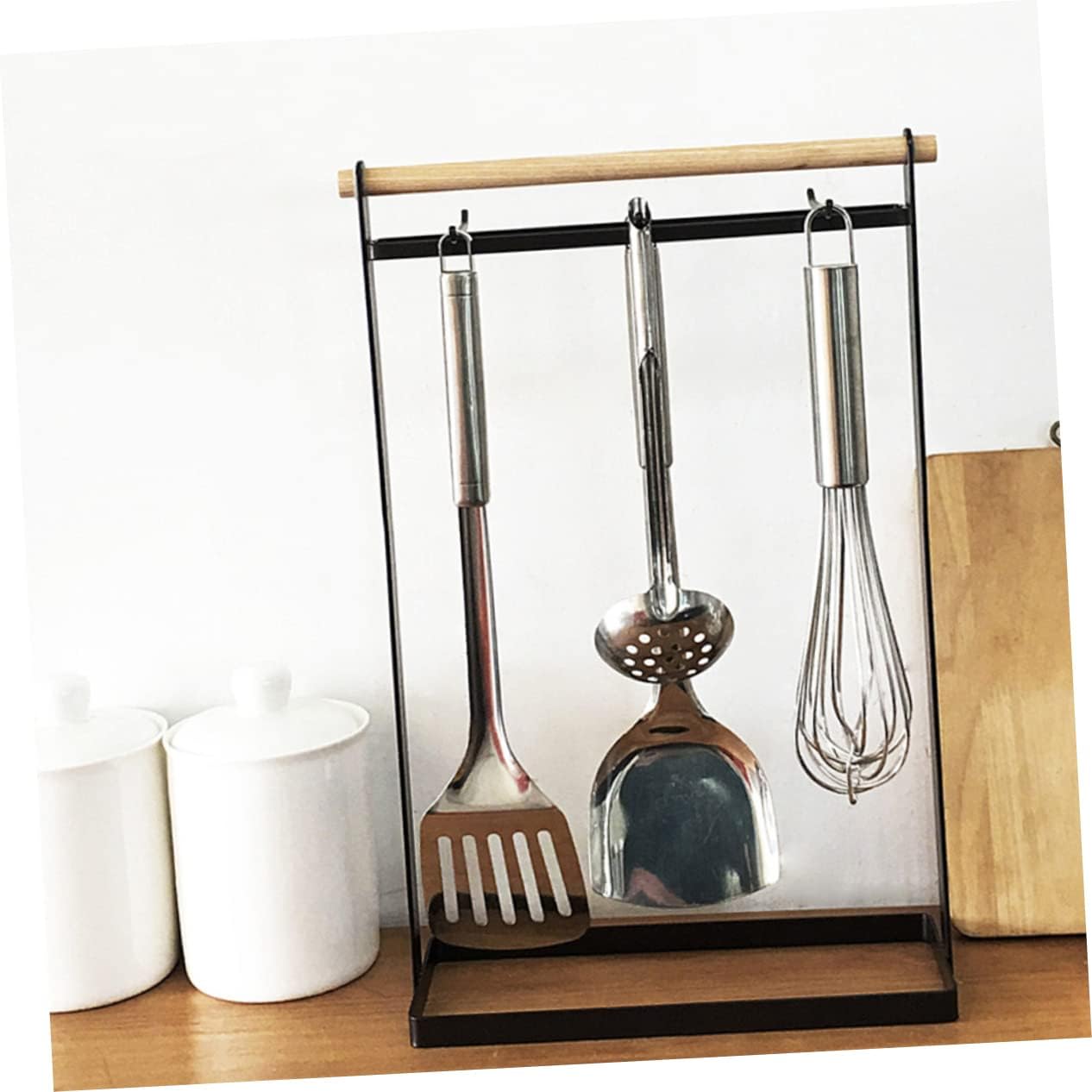 Garneck Multi-use Iron Cookware Hanger for Kitchen Storage Versatile Spatula Holder Rack Stable Base for Organizing Utensils and Keeping Countertops Tidy