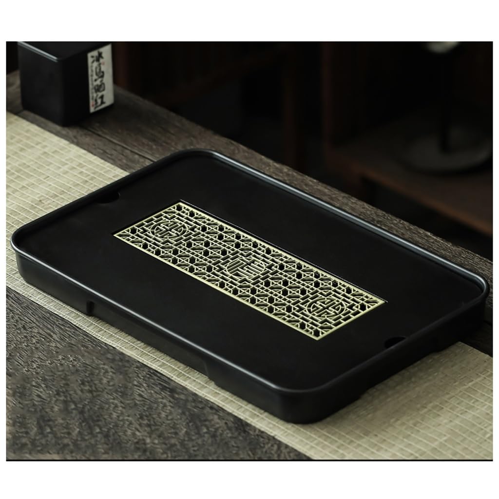 GTHTUHFD Kung Fu Tea Tray Tea Tray Household Tea Set Tray Drain Simple Ceramic Drain Water Storage Tea Set Tea Room Tray,C