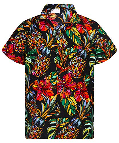 Virgin Crafts Mens hawaiana Camicia Funky Beach Party Art Ananas nero 3XL