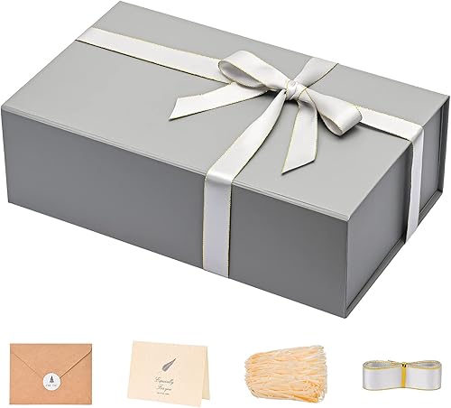 Miniatura 1 de LIFELUM Caja de regalo extragrande, 13.8 x 8.3 x 4.4 pulgadas con tapa magnética para regalos con cinta, tarjeta, relleno de papel triturado para el