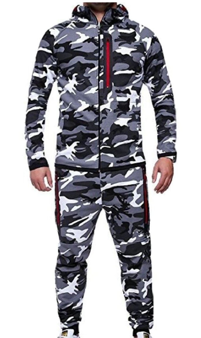 Yayu Herren Outdoor Sport Set Zweiteiler Camo Jacke und Hose Set Anzug