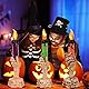 XUBX Halloween-Dekoration, 3-teilige LED-Kerzenlichter, Halloween-Skelett-Kerze Pfahl Lichter Garten, Kerze Skelett Pfähle, grün, orange, lila