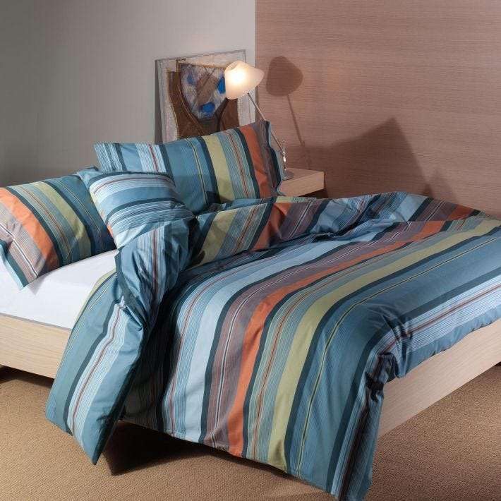 Caleffi Miller Duvet Cover Set, Cotton, Blue, Double, 40058, Caleffi, Azure, Queen-size bed - Image 2