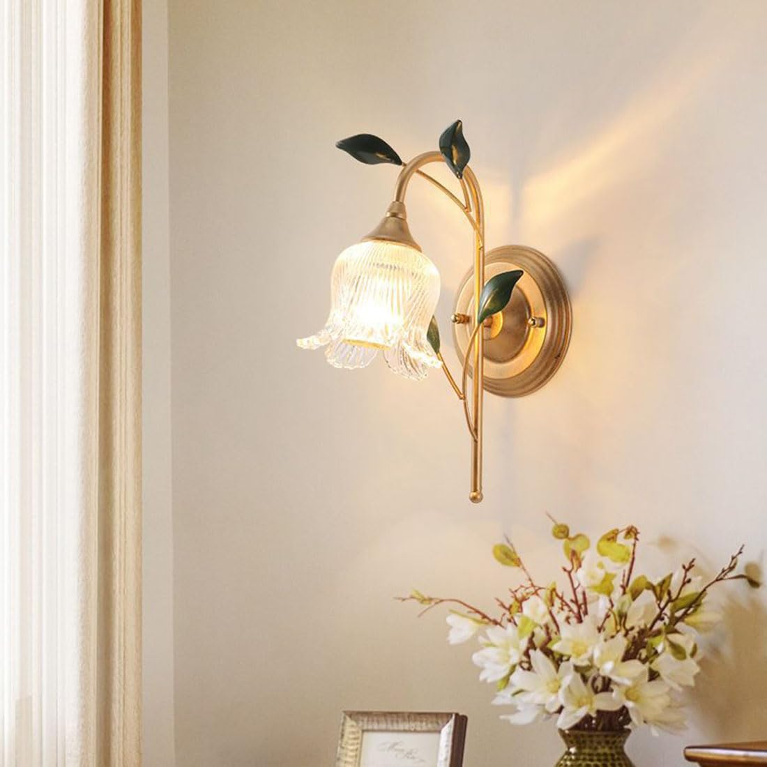 Applique Moderne con Paralume in Vetro a Forma di Fiore, Stile Industriale, Attacco E14, lampade retrò da Comodino per Camera da Letto, Soggiorno, corridoio Scale, Ristorante, Loft.