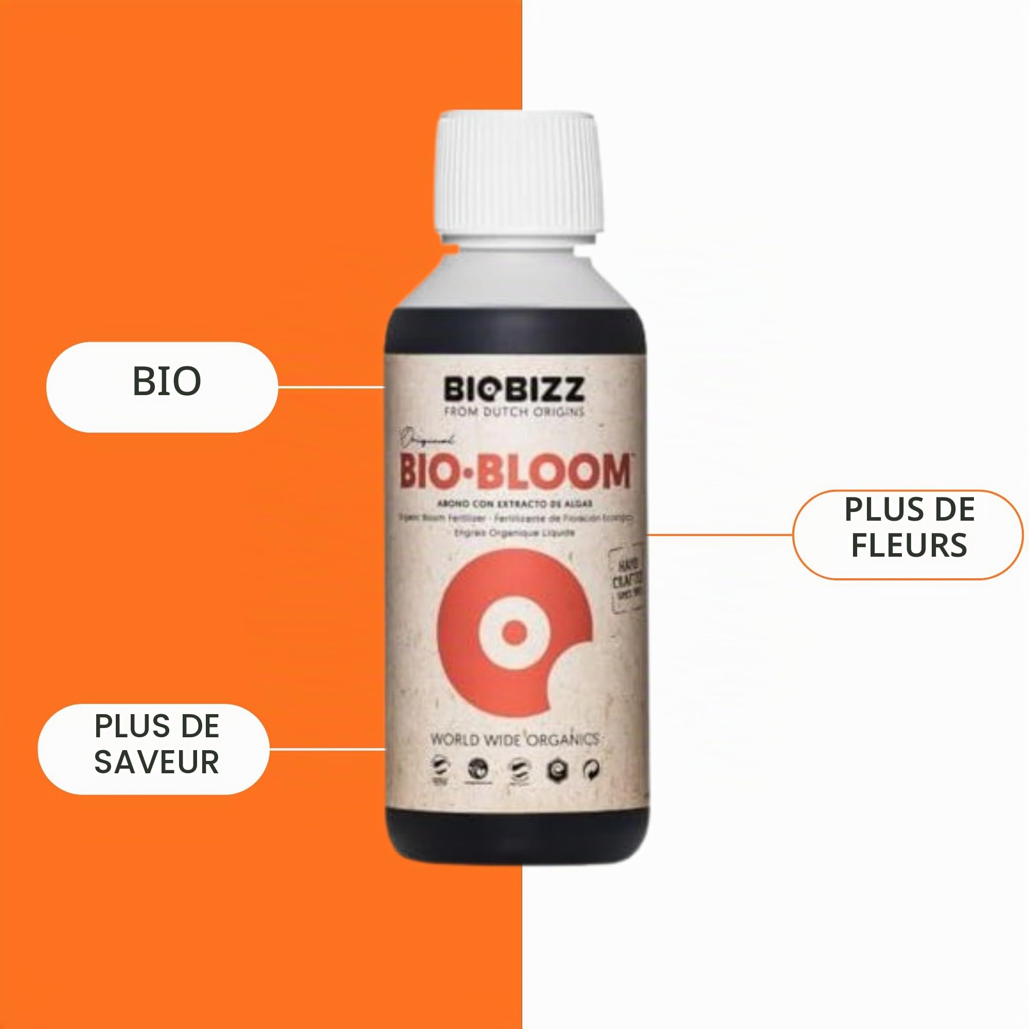GROWMANIA Trypack Outdoor Biobizz + échantillon Boost Up Nutriments + Verre doseur | Engrais Bio Bloom, Top Max et Fish Mix pour plantes et cultures | Stimulation de la croissance