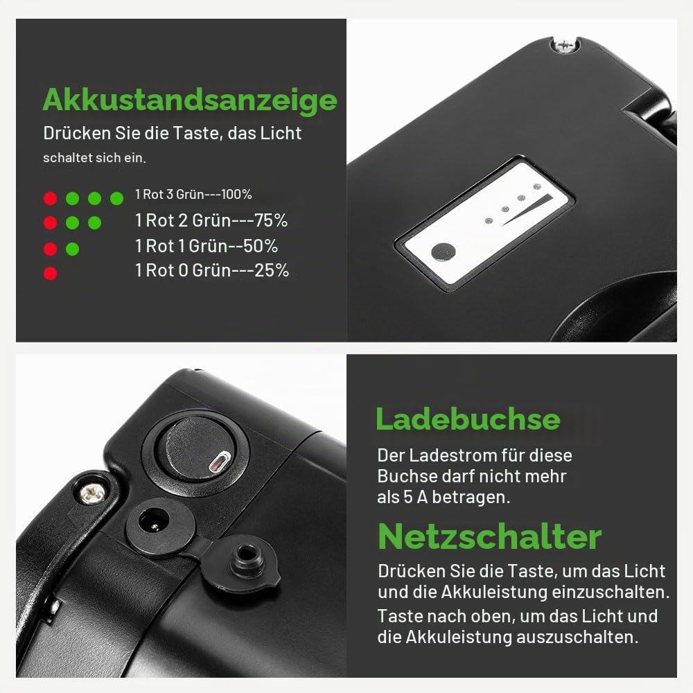 E-Bike Batterie 36V10,4Ah Li-ion Akku mit Ladegerät für Ansmann Senglar,Heinzmann,PortaHK
