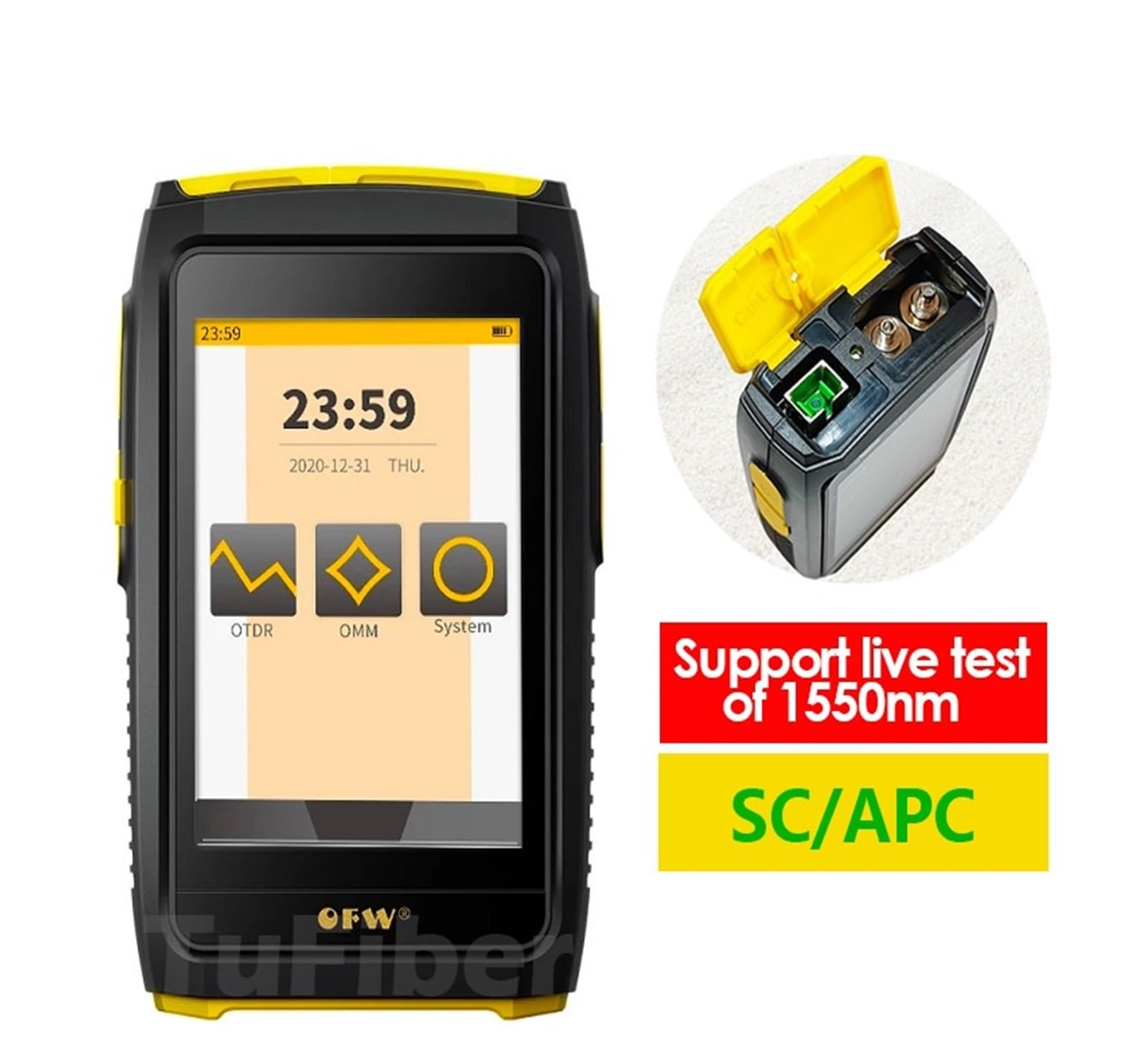 Glasfasertester, Mini OTDR 1310nm 1550nm 20dB Dual Wellenlänge Optische Faser Reflektometer Touchscreen OPM Event Karte Optic Tester(S5L without iOLA APC)