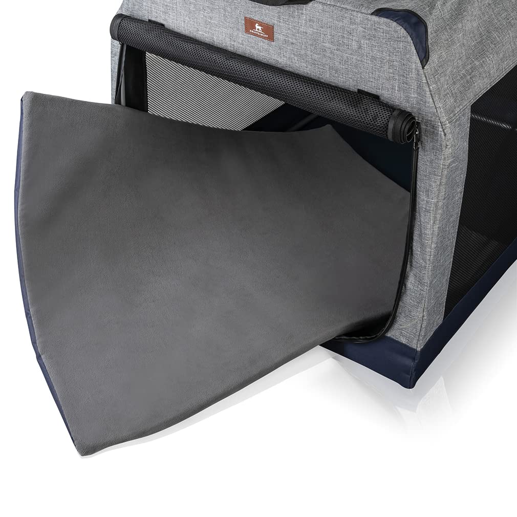 Knuffelwuff Faltbare Hundebox Auto Transportbox mit Aluminiumgestell für den Kofferraum L 76x51x48cm