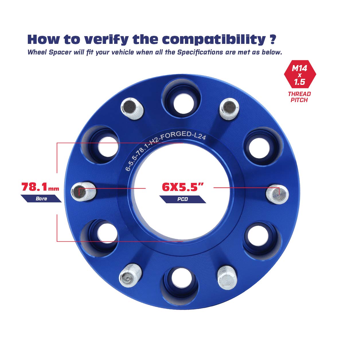 2" Hubcentric Wheel Spacers (2-Pack) For Chevy Silverado Tahoe GMC Sierra 1500 - 6x5.5 Bolt Pattern