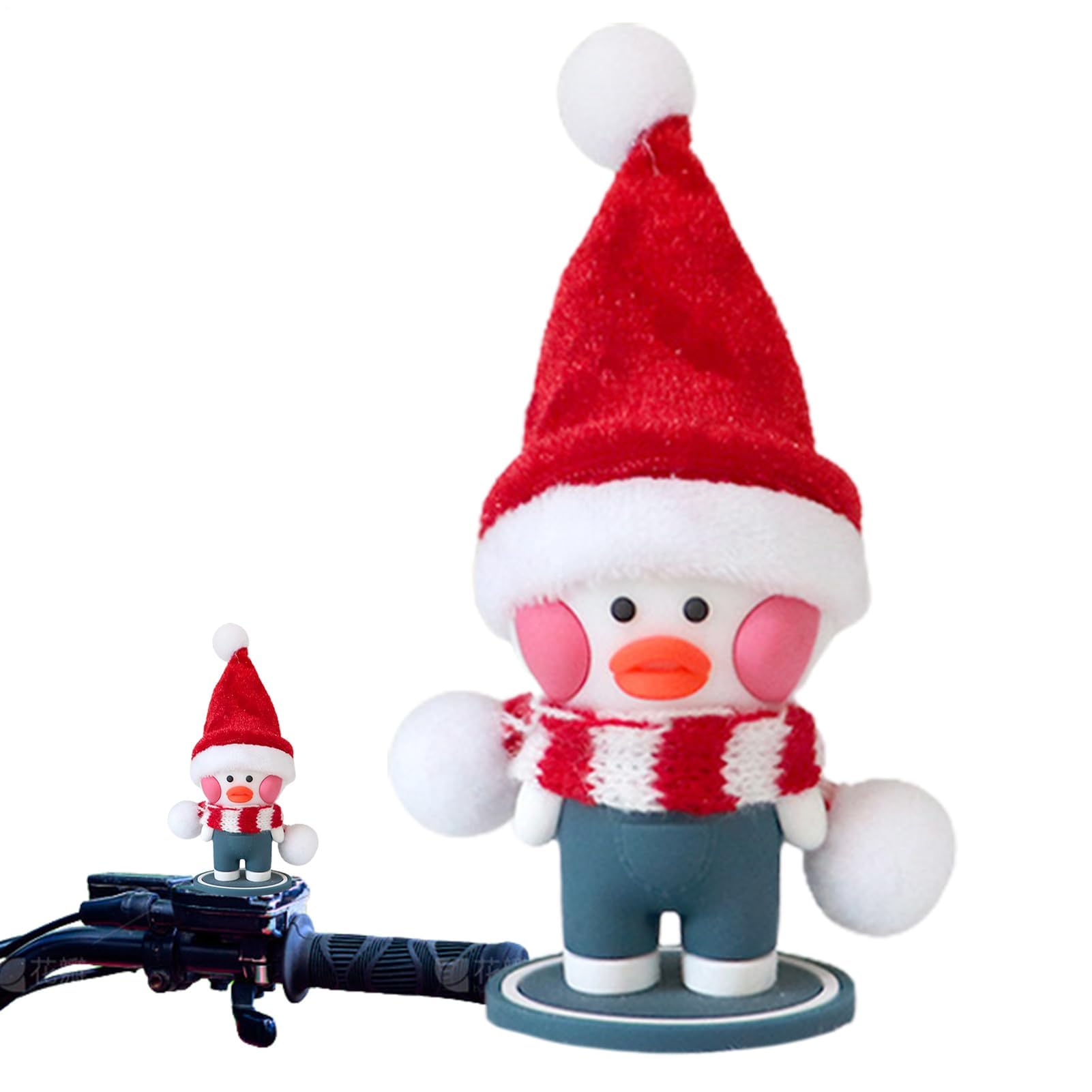 Muiltvoe Rubber Christmas Duck – 6.8x6x9.5cm Cartoon Dashboard Ornament, Smooth Decorative Accessory | Perfect for Car Home Christmas Decor Table Shelf Office Dashboard Kids Room Holiday Celebration