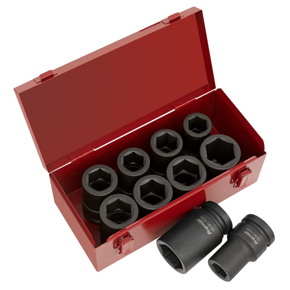 Sealey 10 Piece 1" Drive Deep Hexagon Impact Socket Set Metric And Imperial