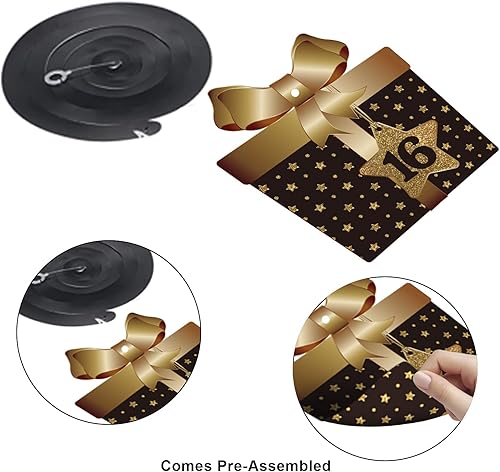 Miniatura 4 de Decoraciones de techo colgantes de remolinos de feliz 16 años, celebración, 16 remolinos colgantes de aluminio con recortes para dulces 16 años de