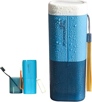 Toothbrush Travel Case, Portable Travel Toothbrush Holder, Multifunction Toothbrushes Toothpaste Set with Cup, Toothbrush Case for Traveling, Camping, School, Business and Daily Uses Blue