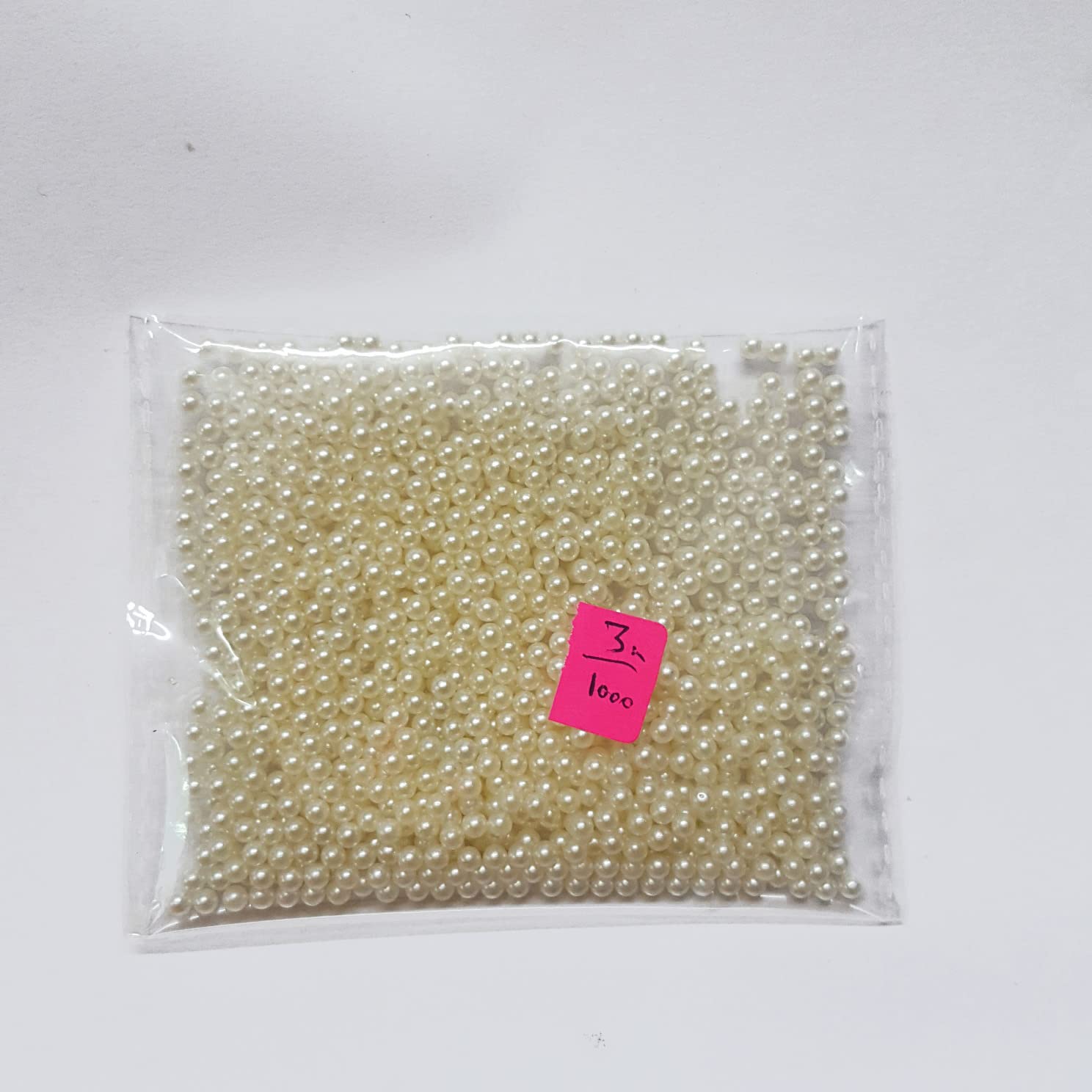 3mm, 1000 pcs, No Hole Pearl for Necklace, Moti, Moti Earrings Jewellery Set, Beads for Craft, Moti Craft Materials for Decoration Items, Lehenga Dupatta Moti Lace (KTC-1624) Offwhite-image-31