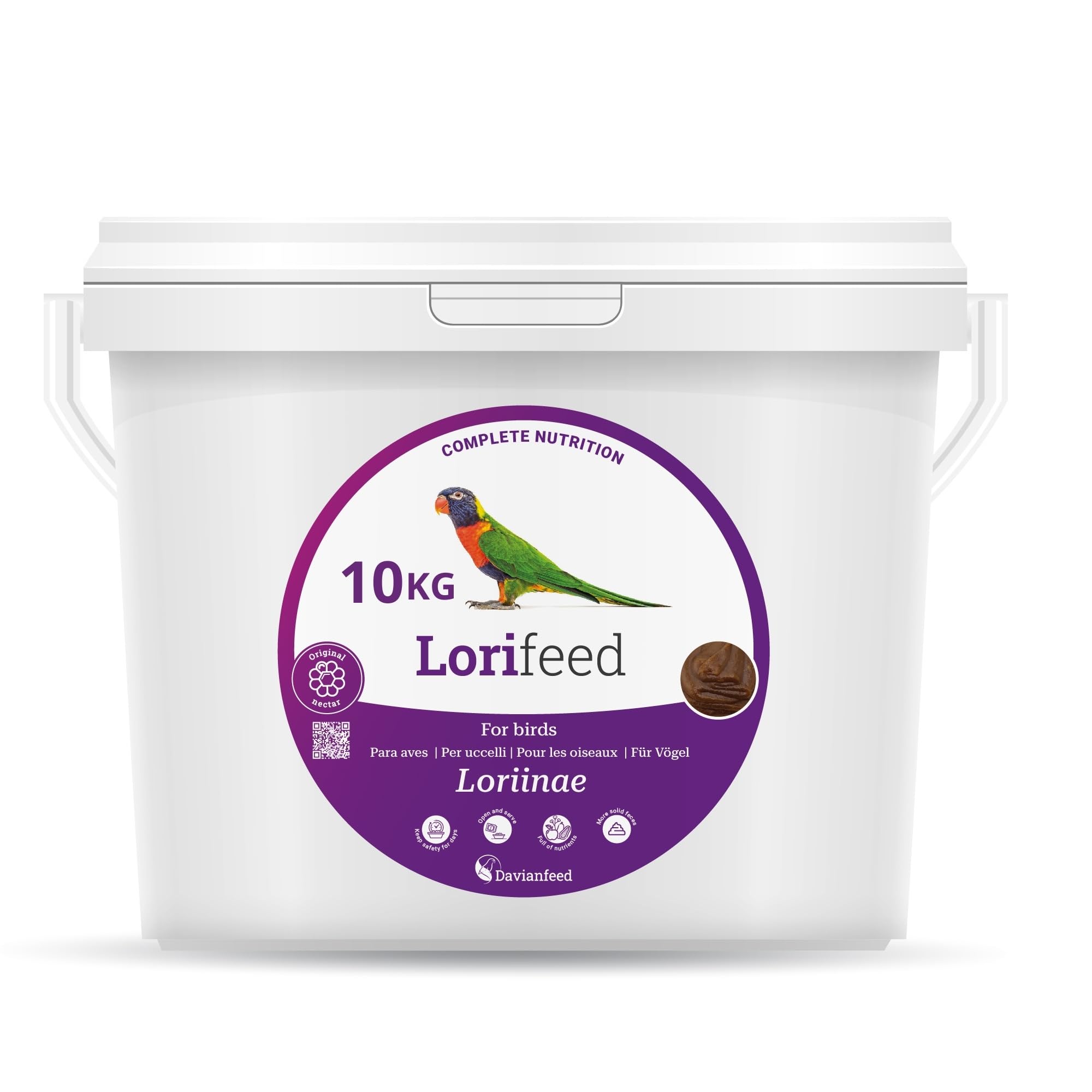Lorifeed - Néctar Loris Completo 10 kg - Alimentación para Aves Nectarívoras - Fórmula Natural - Calidad y Salud Digestiva Premium - Davianfeed