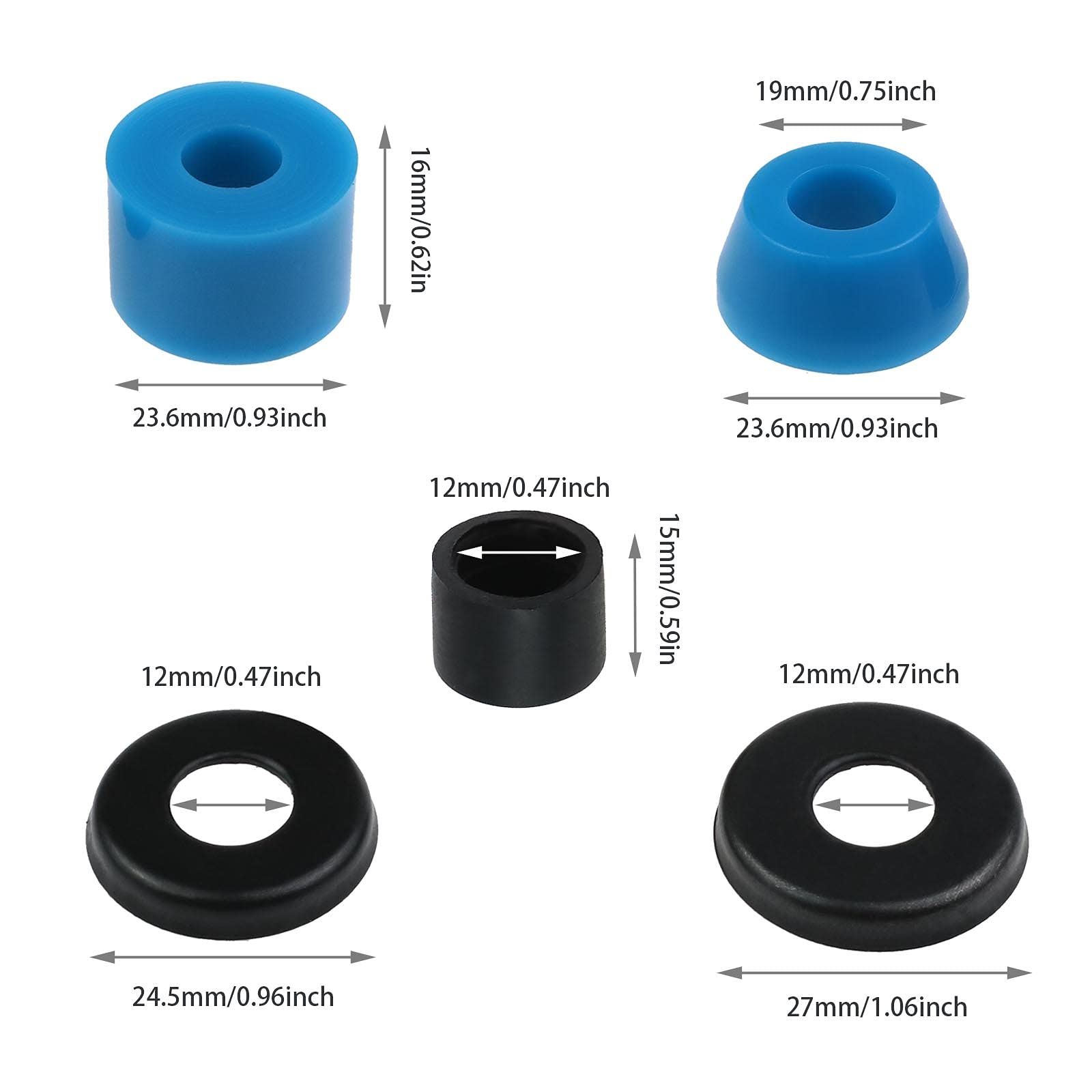 3 zestawy tulei do deskorolki, ciężarówek, do większości 17 cm, deskorolek ciężarówek, tuleje do deskorolki, podkładki pod kubek, akcesoria zamienne