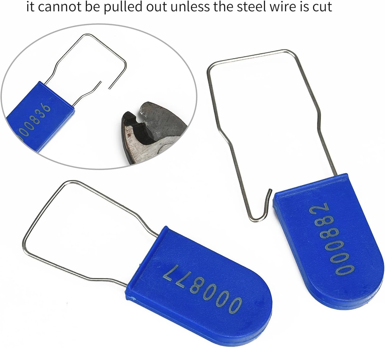 20pcs Security Metal Wire Padlocks, Plastic Security Seals Disposable Anti-Tamper Tag Locks with Numbered Anti Tamper Tag Hasps (Blue, 20pcs)