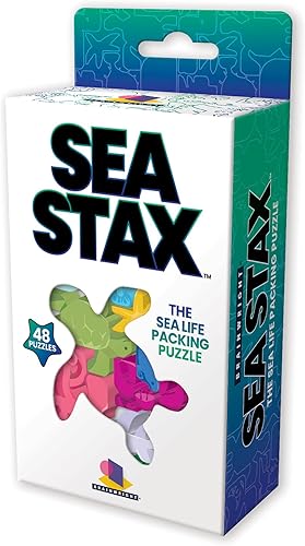 Miniatura 5 de Brainwright - Sea STAX - El juego de embalaje de rompecabezas de patrón en forma de criatura del mar profundo, juguete de rompecabezas multicolor,