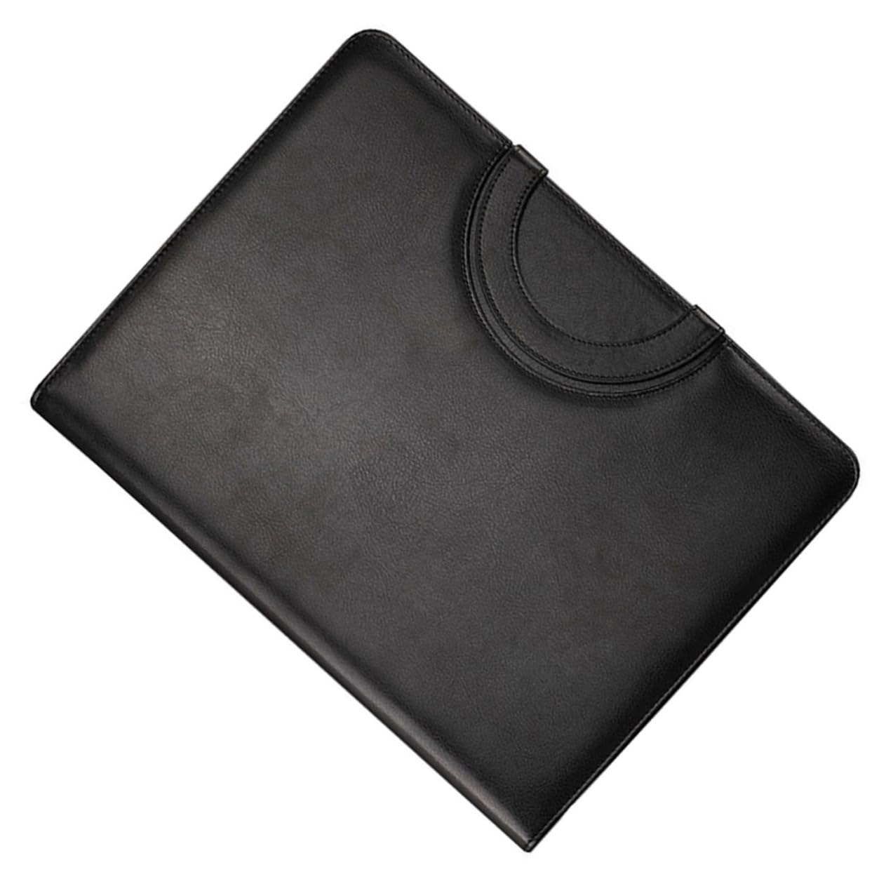 OSALADI Carpeta Portafolios con Cremallera A4 Negra de Pu para Negocios | Cuaderno A4 Incluido, Varios Compartimentos, Ligera y Elegante, Protege el Contenido y Facilita el Transporte