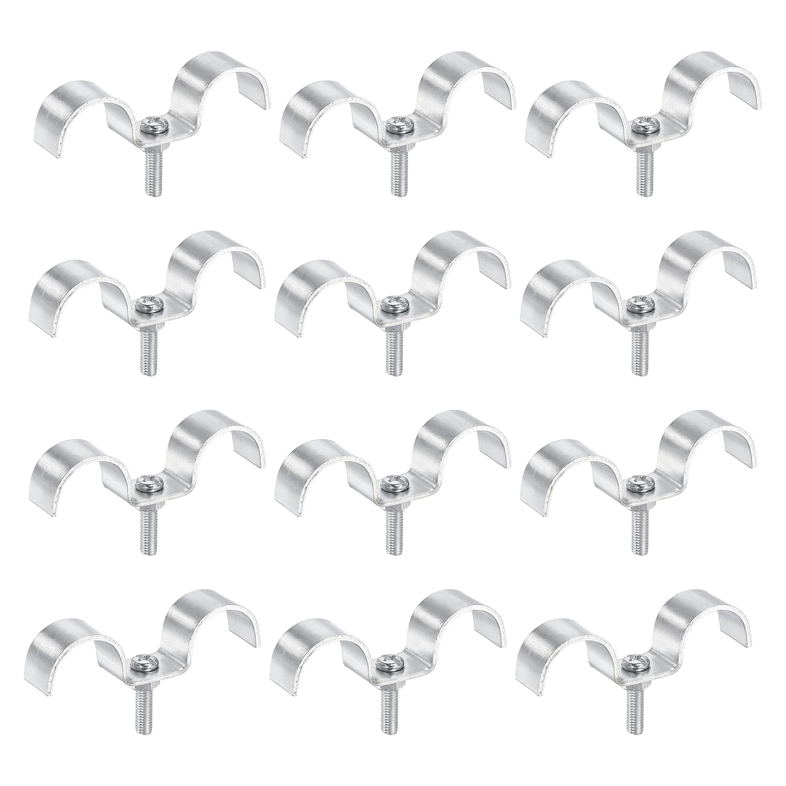 sourcing map 12Set Stainless Steel Double Line Clamp 20 mm / 13/16 inch Fuel Lines Clips M-Shape Mounting Clip for Brake Fuel Lines Tubes Wire Pipe Cord Installation, Silver — image 1
