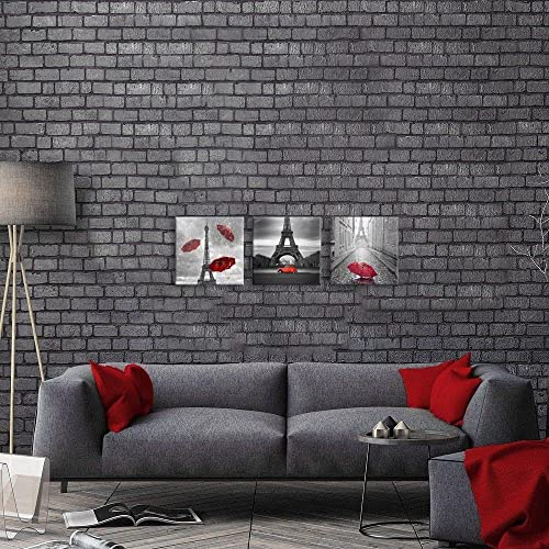 Nan Wind 3 Pcs Red Paris Wall Art Canvas Prints Black And White With Red Umbrella Eiffel Tower Decor Red Car Wall Art Paris Wall Photo Paintings Stretched And Framed Ready To Hang For Home Decor #TOP3