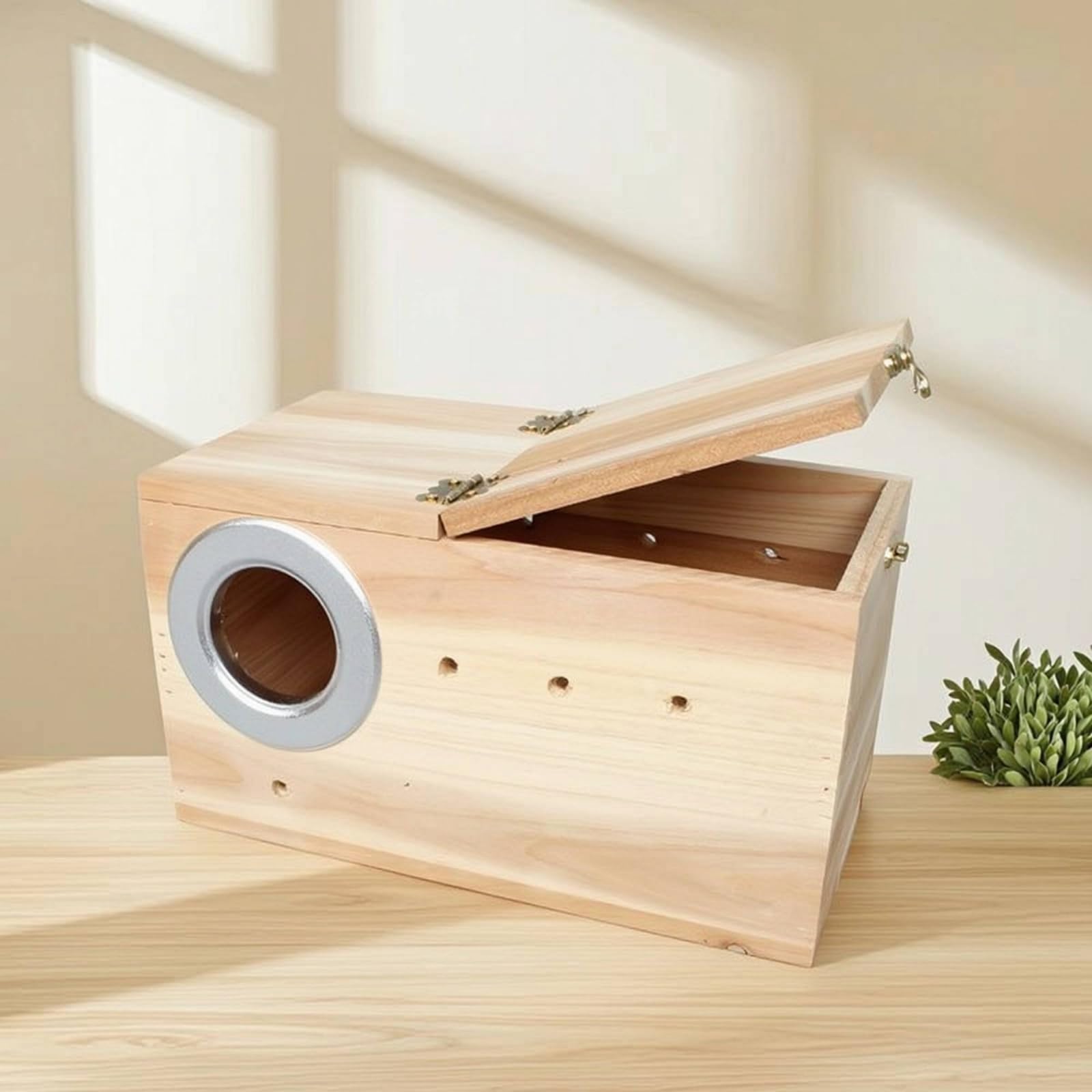 predolo Nistkasten mit klappdeckel natürlich Nistkasten mit Anflugstange atmungsaktiv Brutkasten für Vogelkäfig, Horizontal, Extra Groß Rechte Öffnung