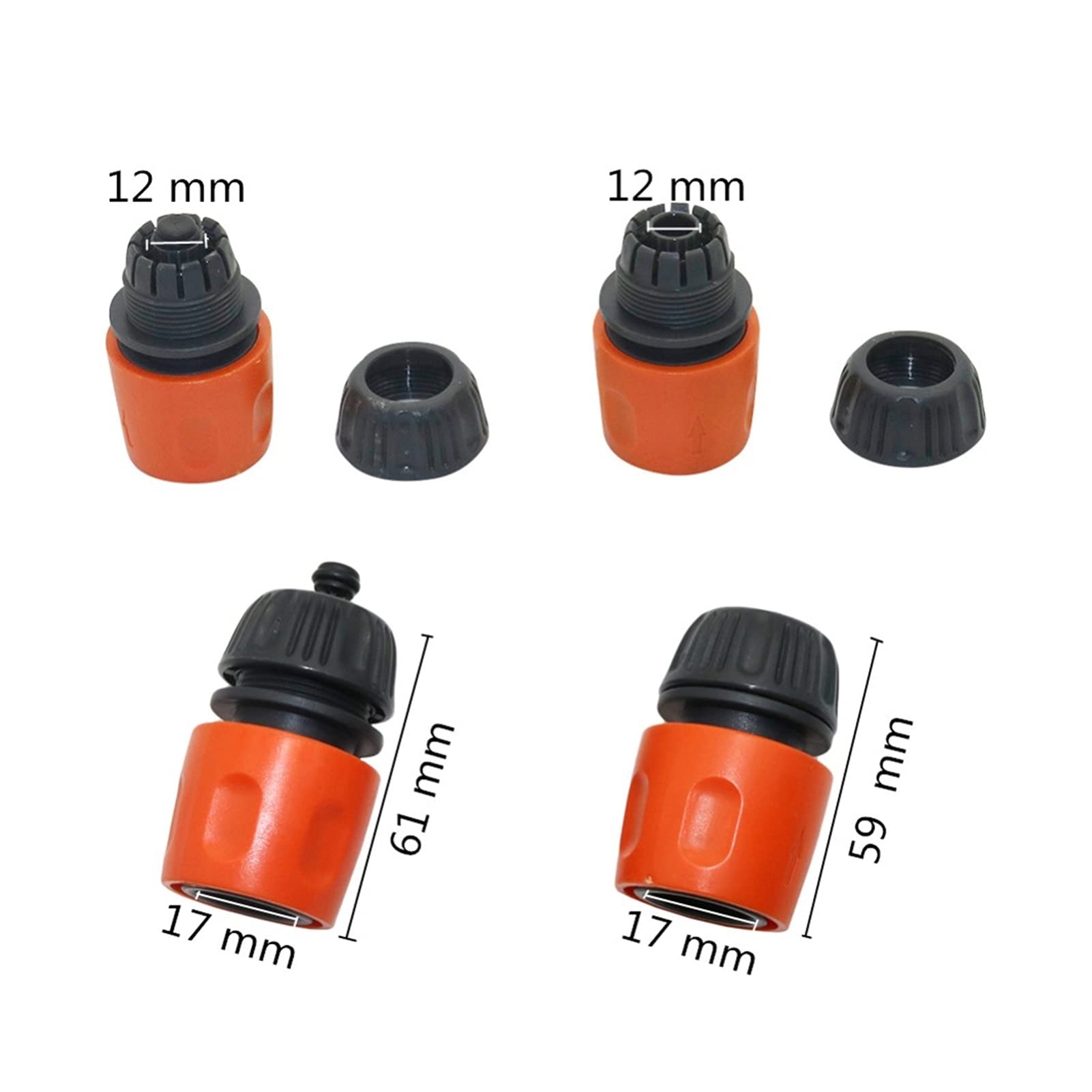 Zraszacz hydrauliczny ogrodowy 1/2 cala złącze węża wodnego, złącze zatrzymujące wodę, rura, złącze węża kranu, 4 szybkozłącza (kolor: nie)