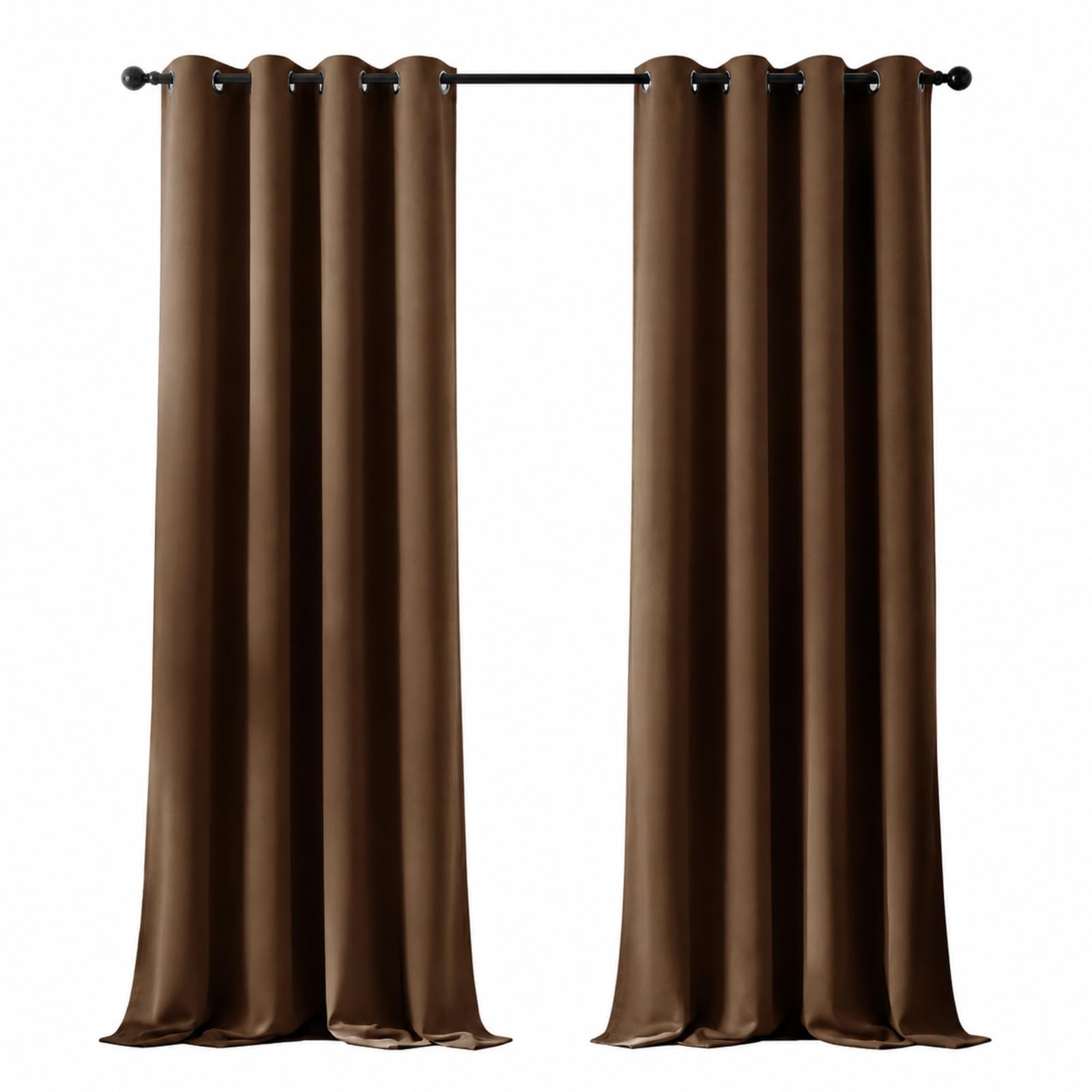 Deconovo Tende Oscuranti per Interni, 2 Pannelli, 140x245 cm, Marrone | Termiche Isolanti Caldo e Freddo, Attenuano i Rumori, Moderne ed Eleganti con Occhielli, per Camera e Soggiorno