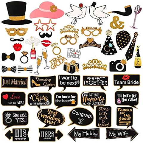 60Pcs Wedding Photo Booth Props, Wedding Props for Photos Bachelorette Props Photo Booth Wedding Booth Photo Props for Wedding Shower Party Decorations Cover
