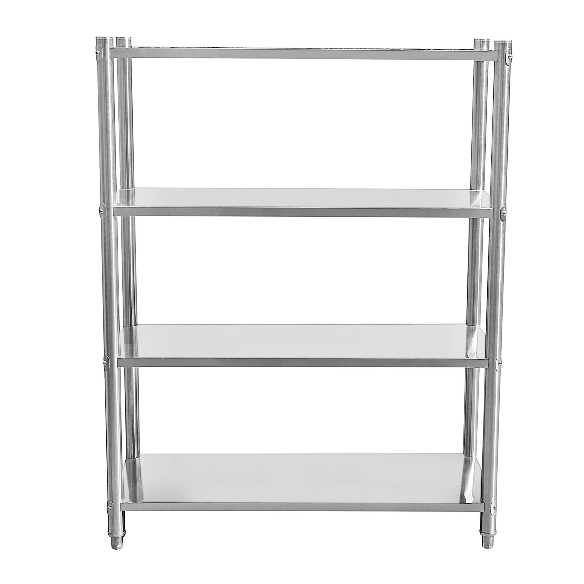 WilTec Étagères en Acier affiné V2A – 1200 x 450 x 1550 mm – capacité Totale 600 kg – avec 4 Niveaux – Meuble pour Charge Lourde de Gastronomie Cuisine Rangement Garage Cave