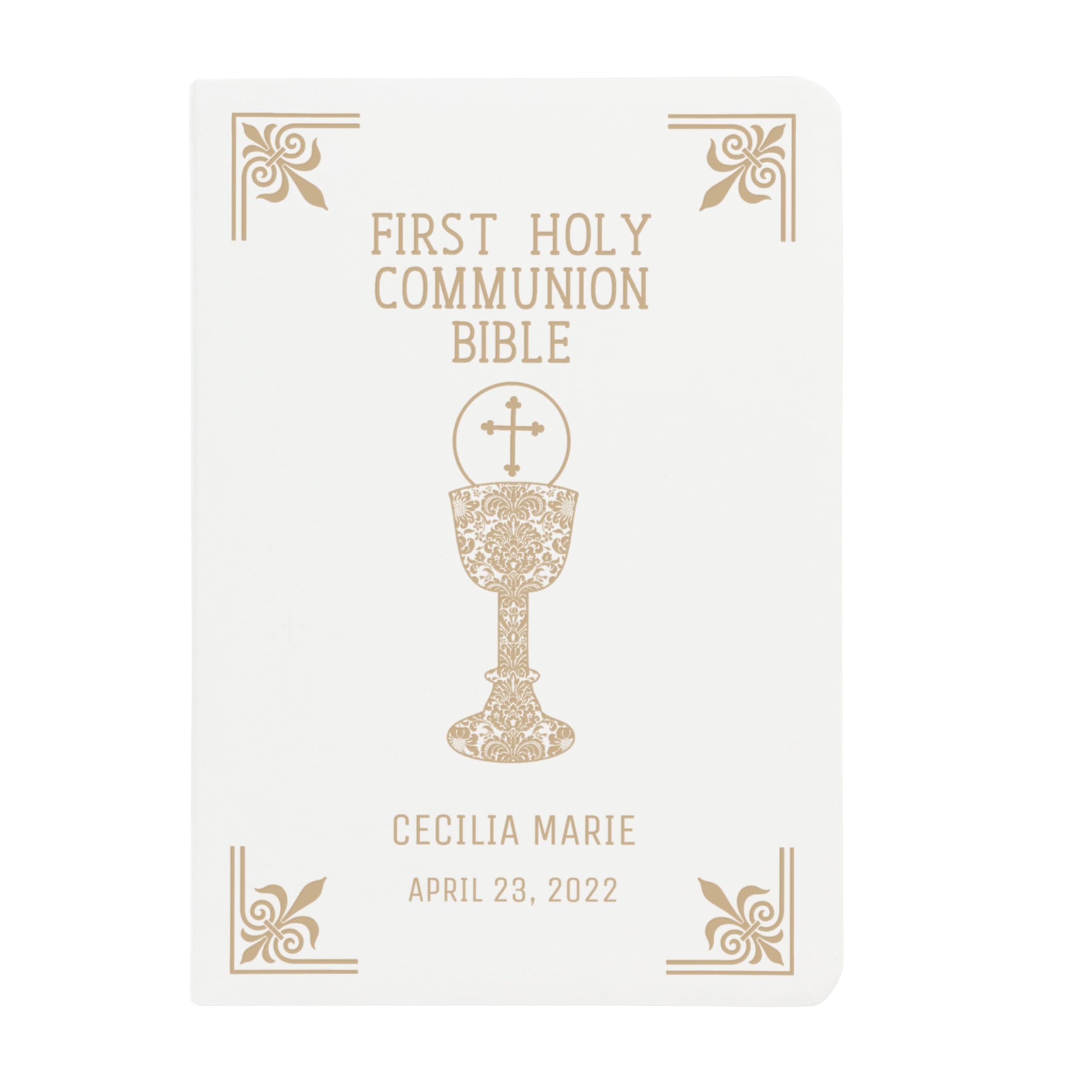 Personalized Catholic Bible with Name Engraved, NABRE - First Communion Gift for Teens, Boys, Girls - White Custom Holy Bible for Study, Religious Keepsake Gift