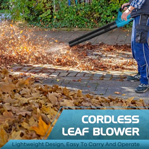 Image of Leaf Blower, Electric Cordless Leaf Blower with 2 Batteries and Charger, 2 Speed Mode, Lightweight Leaf Blowers for Blowing Leaves, Lawn Care, Patio Cleaning and Dust