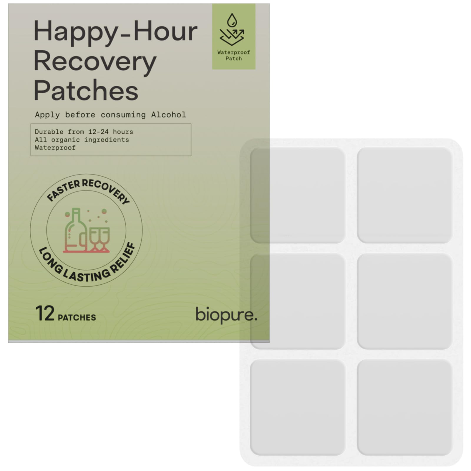 Easy Discreet Party Patch- Natural Hangover Support, Feel Great After a Night Out (Clear, 12 Count)